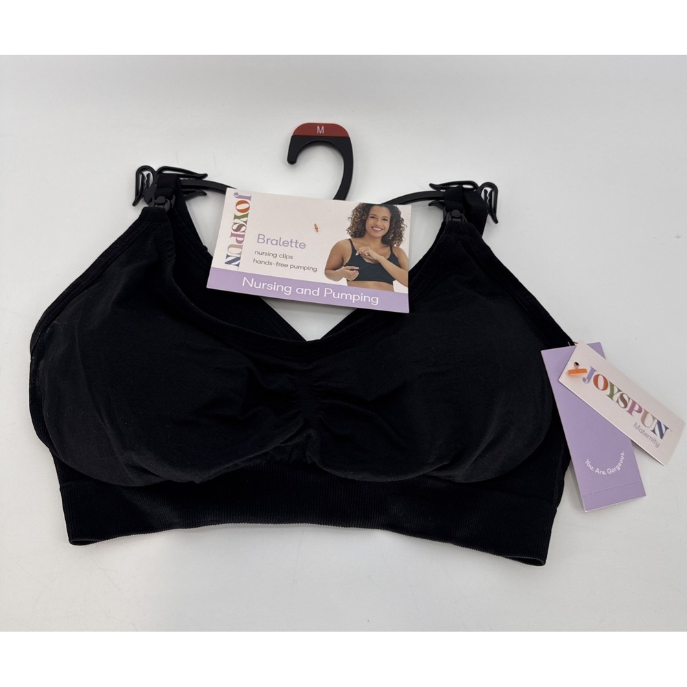 Joyspun Maternity Nursing Comfort Bra Seamless Wire-Free Hook & Eye Medium Black